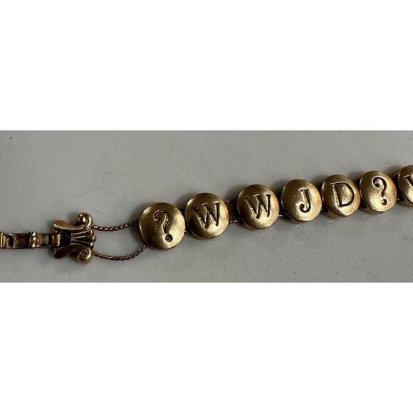 VINTAGE TOFA gold toned WWJD charm bracelet - Picture 2 of 3
